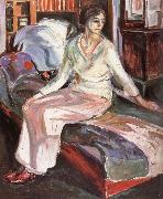 Edvard Munch The Model sitting the bench oil painting on canvas